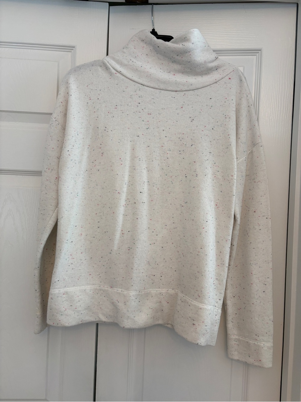 Loft Women's Cream Speckled Turtleneck Sweatshirt